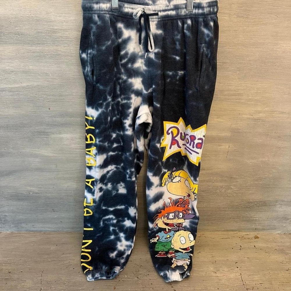 Nickelodeon Rugrats Jogger Sweatpants Navy Blue Tie Dye Good Condition